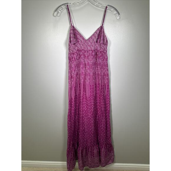 American Eagle Outfitters Babydoll Maxi Dress 0 Fushia Pink Boho Y2K Cottagecore - Picture 2 of 8